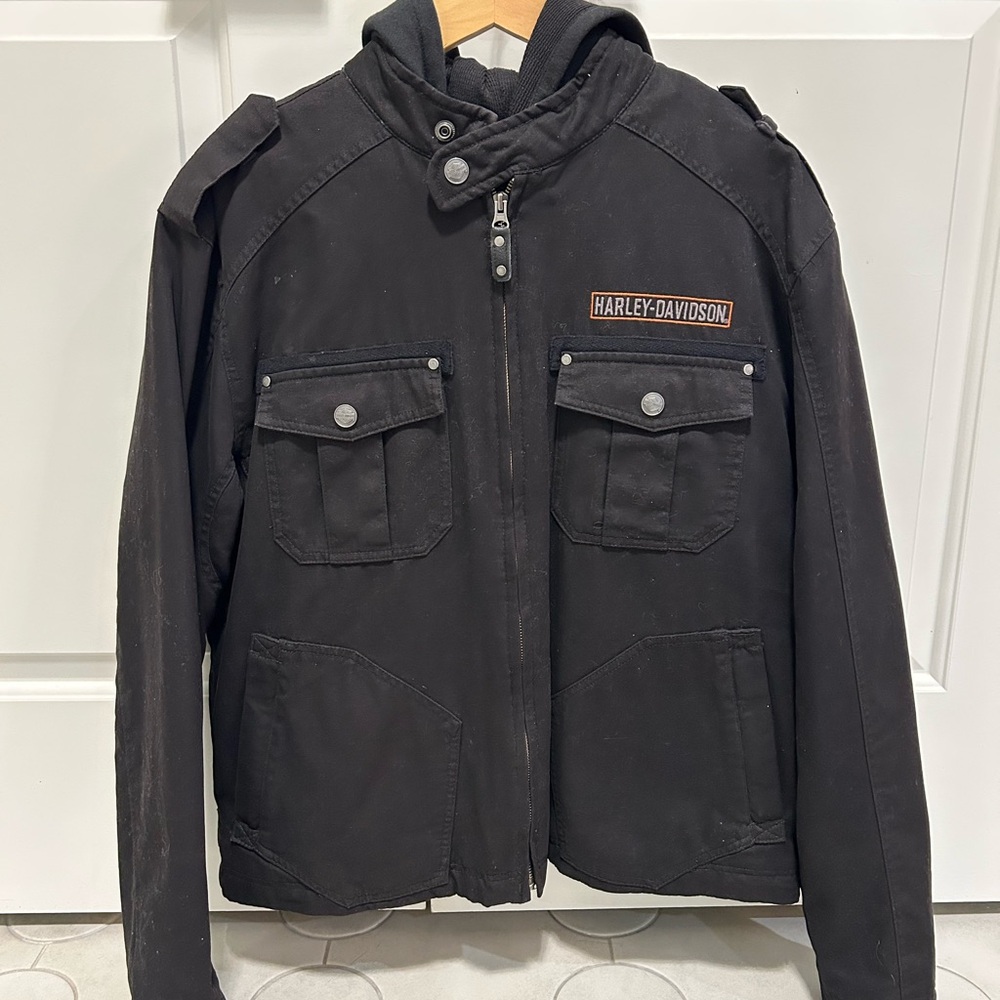 Harley-Davidson Men's Black Military Jacket with zip in Sweatshirt - 2 for 1